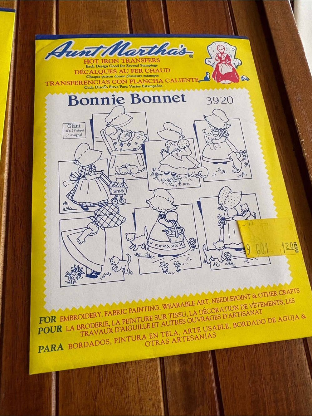 Vintage Aunt Martha’s 3920 Bonnie Bonnet Hot Iron embroidery Transfer